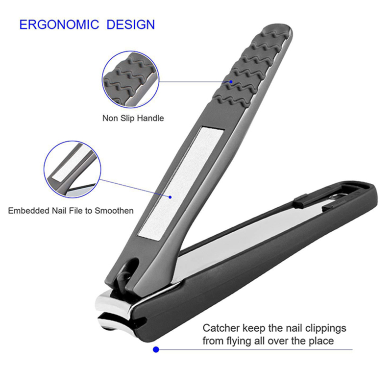 Ultra Sharp Stainless Steel Fingernail & Toenail Cutters with Nail File for Splash Protection, Suitable As a Father's Day Gift