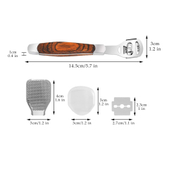 Foot Care Pedicure Callus Shaver Hard Skin Remover Wood Handle 10 Blades