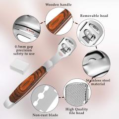 Foot Care Pedicure Callus Shaver Hard Skin Remover Wood Handle 10 Blades
