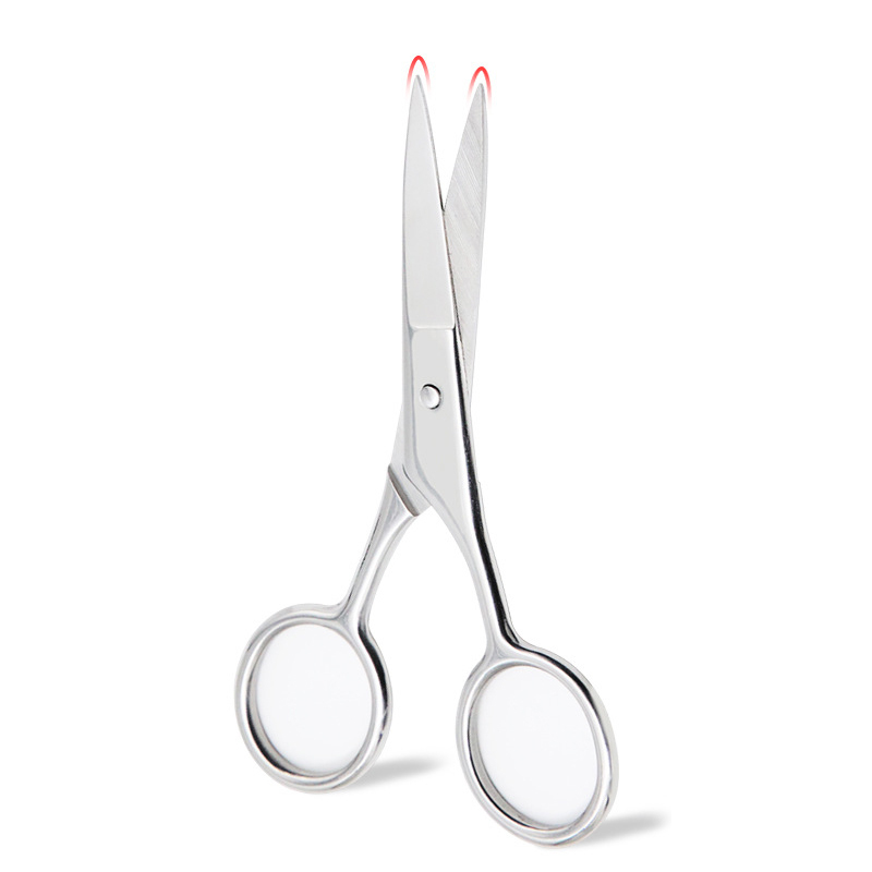 Facial Hair Small Grooming Scissors For Men Women - Eyebrow, Nose Hair, Mustache, Beard, Eyelashes, Ear Trimming Kit - Curved and Rounded Safety Tip Clippers For Hair Cutting