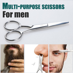 Facial Hair Small Grooming Scissors For Men Women - Eyebrow, Nose Hair, Mustache, Beard, Eyelashes, Ear Trimming Kit - Curved and Rounded Safety Tip Clippers For Hair Cutting