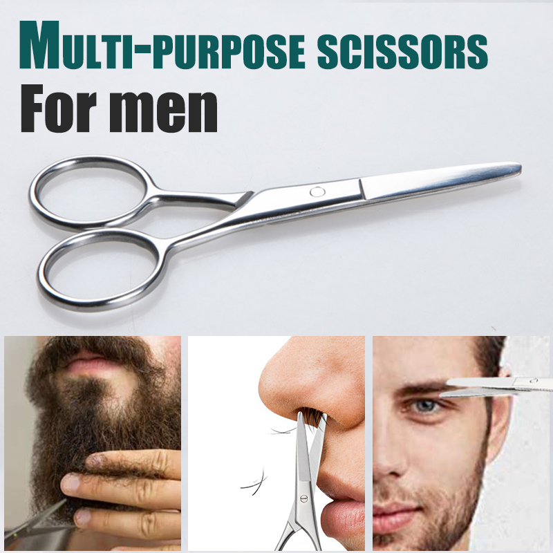 Facial Hair Small Grooming Scissors For Men Women - Eyebrow, Nose Hair, Mustache, Beard, Eyelashes, Ear Trimming Kit - Curved and Rounded Safety Tip Clippers For Hair Cutting