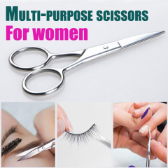 Facial Hair Small Grooming Scissors For Men Women - Eyebrow, Nose Hair, Mustache, Beard, Eyelashes, Ear Trimming Kit - Curved and Rounded Safety Tip Clippers For Hair Cutting