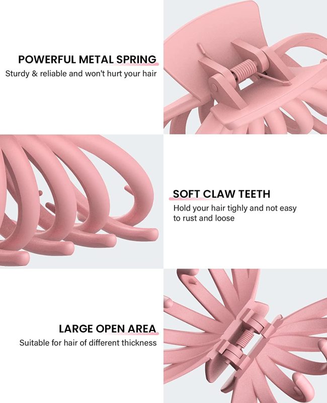 4 PK Nonslip Large Hair Claw Clips for Thick and Thin Hair,Strong Hold Big Hair Clips Fashion Hair Styling Accessories Christmas Gifts for Women Girls