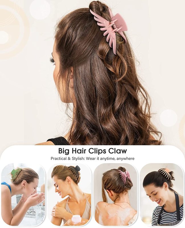 4 PK Nonslip Large Hair Claw Clips for Thick and Thin Hair,Strong Hold Big Hair Clips Fashion Hair Styling Accessories Christmas Gifts for Women Girls