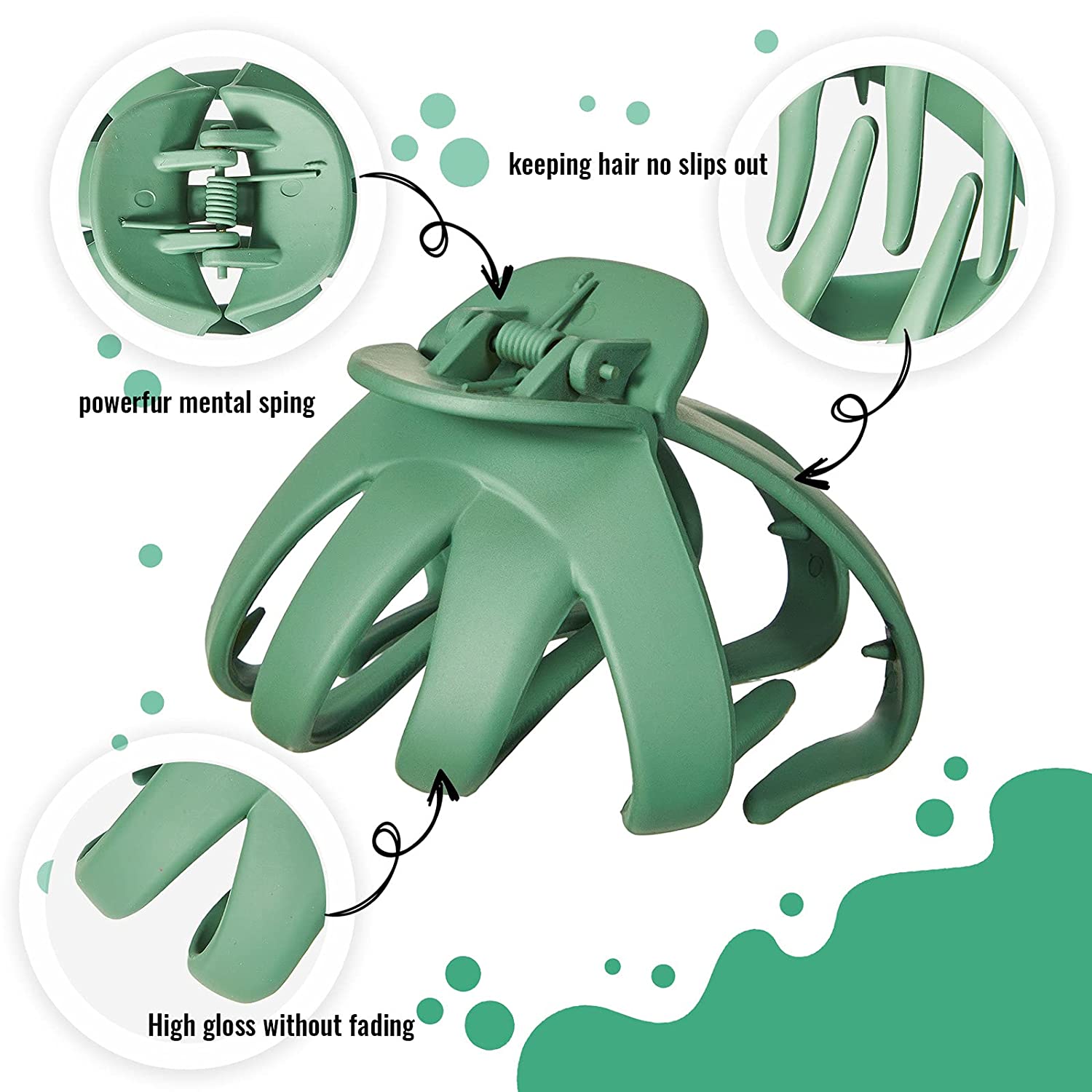 octopus Hair Claw Clips, Big Hair Clips for Thin Thick Hair, Strong Hold Jaw Clip, Decorative Matte Claw Clips, Nonslip Hair Clamps, Hair Styling Accessories for Girls Women