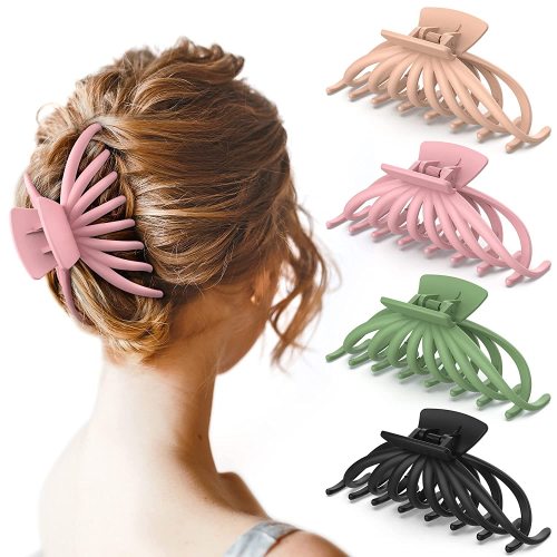 4 PK Nonslip Large Hair Claw Clips for Thick and Thin Hair,Strong Hold Big Hair Clips Fashion Hair Styling Accessories Christmas Gifts for Women Girls