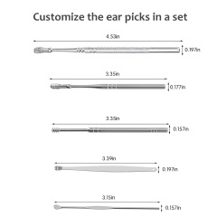 Ear Pick Earwax Removal Kit, Ear Wax Remover Tool with Cleaning Brush and Storage Box, Sliver