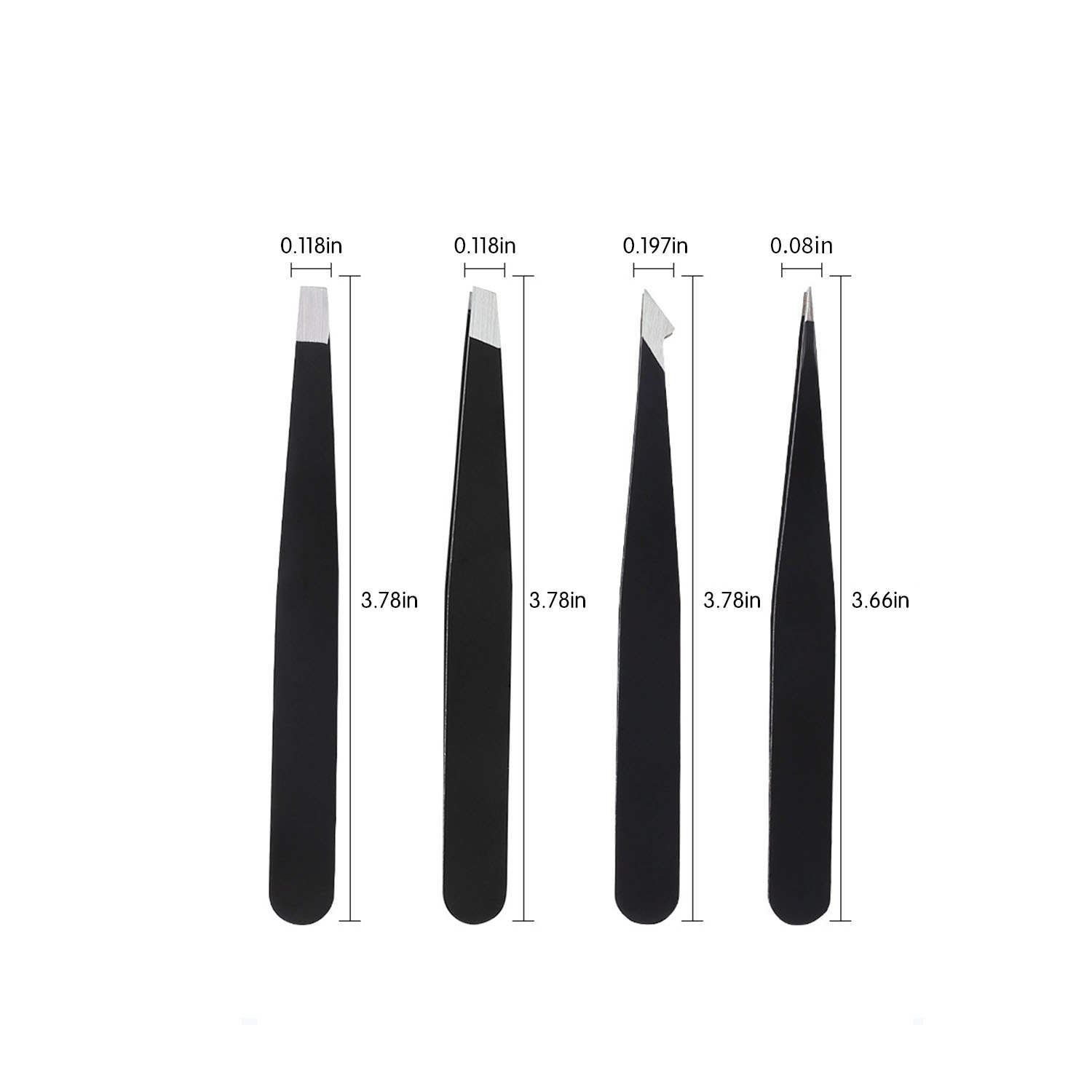 4 Pcs Eyebrow Tweezer Set for Women, Precision Tweezer for Eyebrows with Curved Scissors for Ingrown Hair, Hair Plucking Daily Beauty Tools with Leather Case