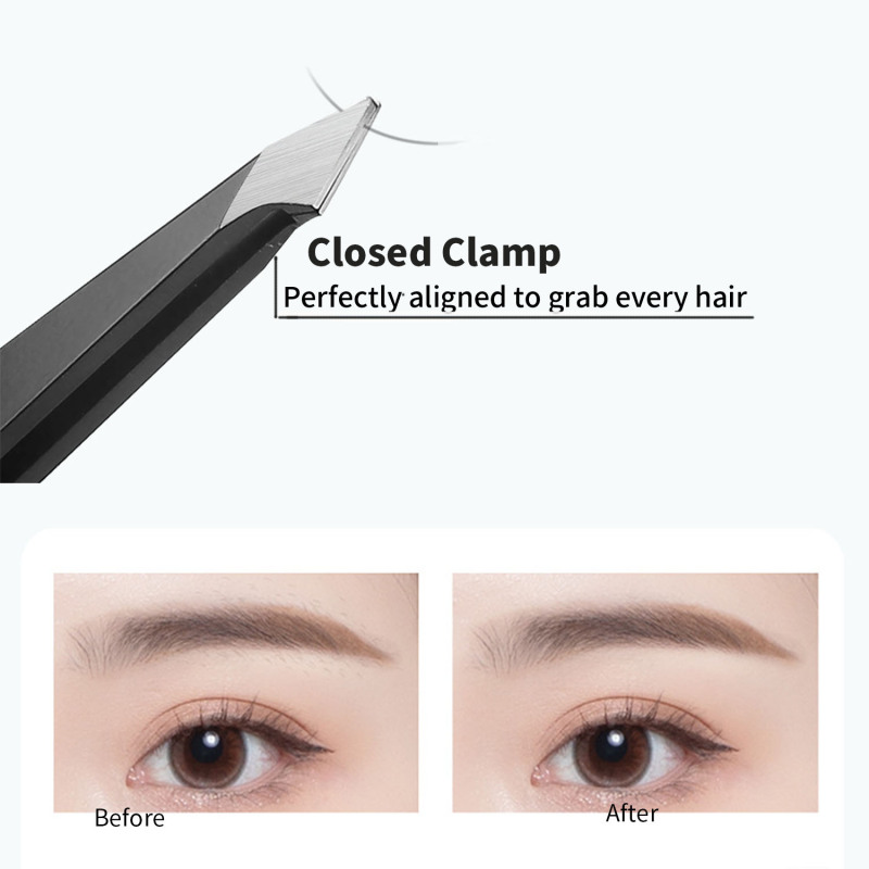 4 Pcs Eyebrow Tweezer Set for Women, Precision Tweezer for Eyebrows with Curved Scissors for Ingrown Hair, Hair Plucking Daily Beauty Tools with Leather Case
