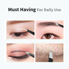 4 Pcs Eyebrow Tweezer Set for Women, Precision Tweezer for Eyebrows with Curved Scissors for Ingrown Hair, Hair Plucking Daily Beauty Tools with Leather Case
