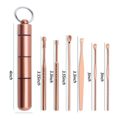 6Pcs Ear Pick Earwax Removal Kit, Ear Wax Remover Tool with Cleaning Brush and Metal Storage Box , Sliver