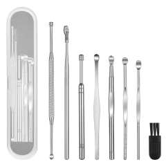Ear Pick Earwax Removal Kit, Ear Wax Remover Tool with Cleaning Brush and Storage Box, Sliver