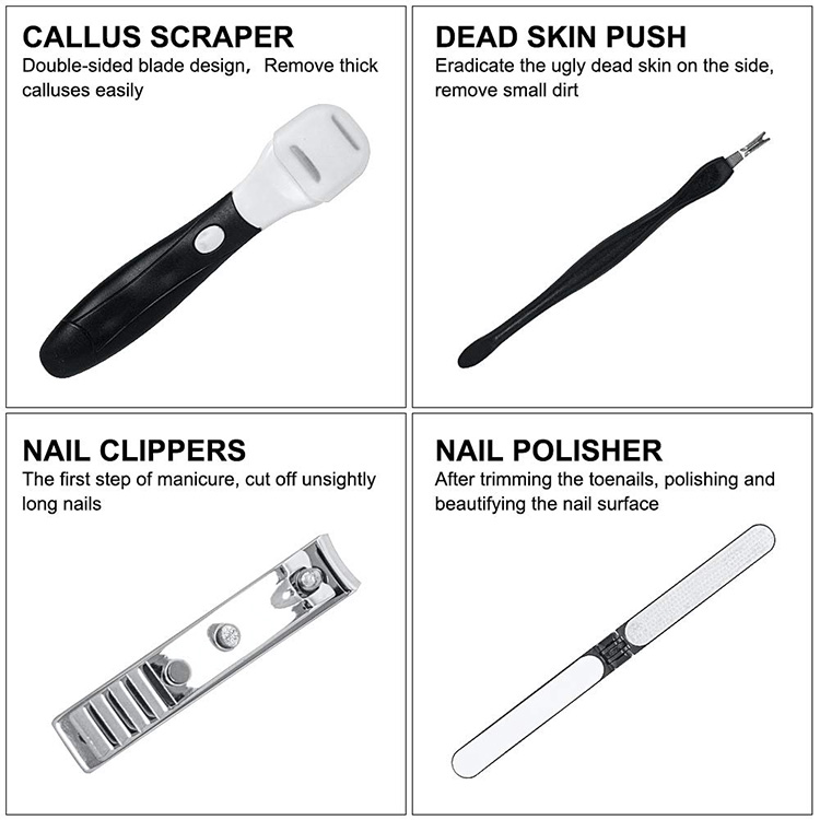 7 in 1 Pedicure Kit Professional Pedicure Tools Set Foot Care Scrubber Stainless Steel Pedicure Supplies Foot File Scraper Rasp Dead Skin Shaver Callus Remover
