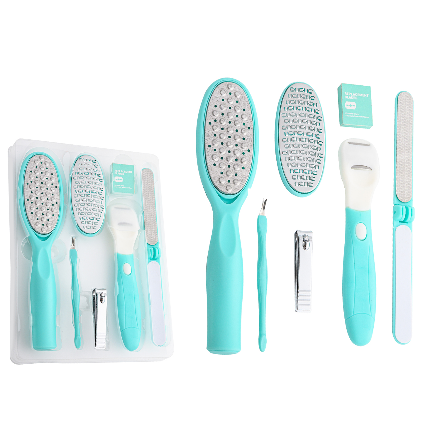 7 in 1 Pedicure Kit Professional Pedicure Tools Set Foot Care Scrubber Stainless Steel Pedicure Supplies Foot File Scraper Rasp Dead Skin Shaver Callus Remover
