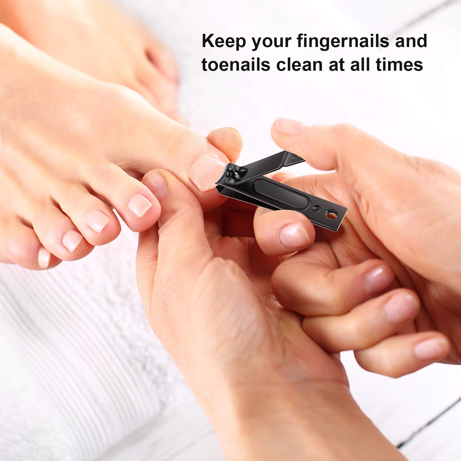 Black Nail Clipper Stainless Steel Fingernail Cutter & Toenail Cutter