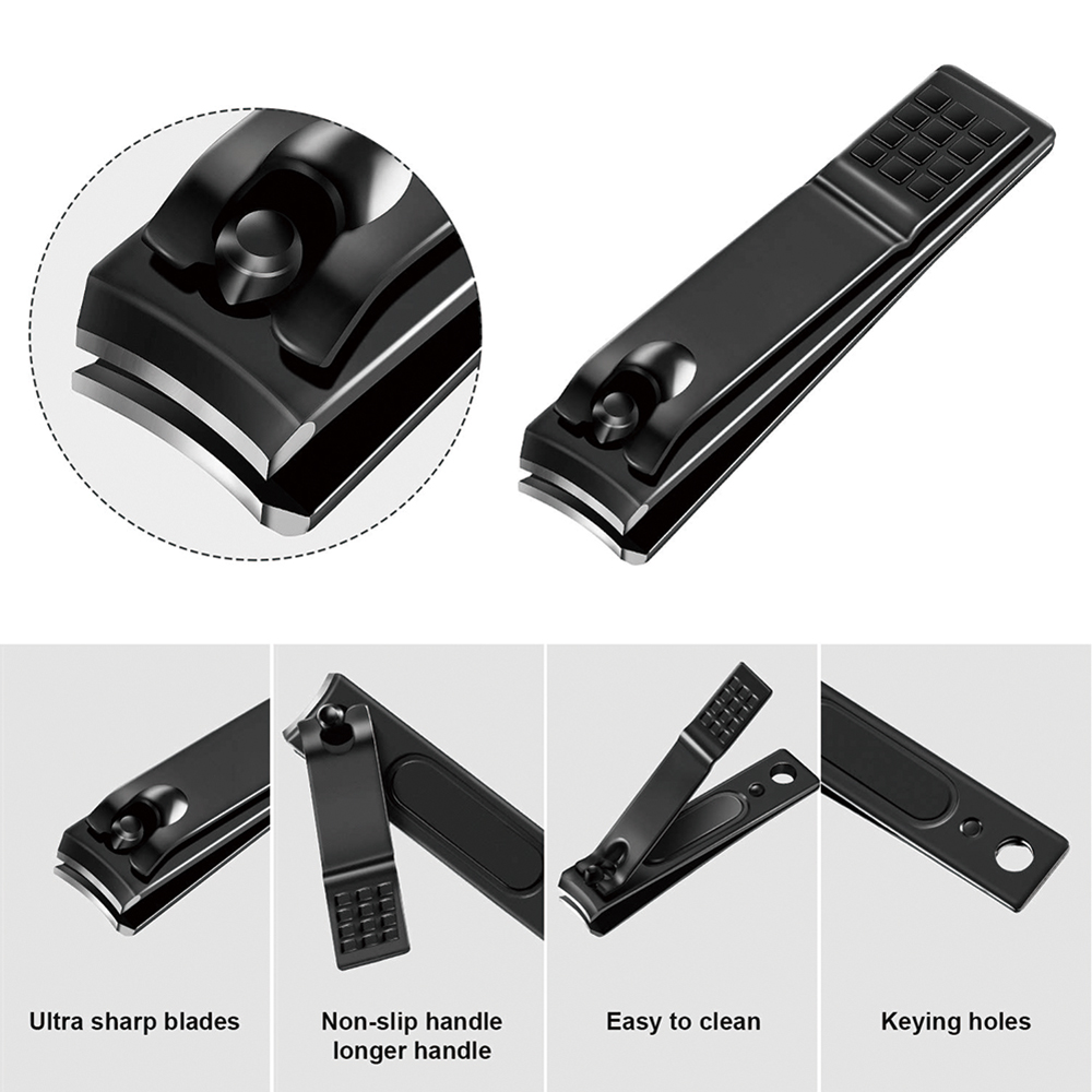 Black Nail Clipper Stainless Steel Fingernail Cutter & Toenail Cutter