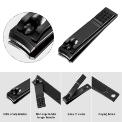 Black Nail Clipper Stainless Steel Fingernail Cutter & Toenail Cutter