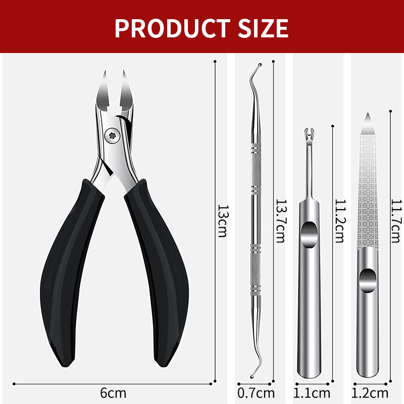 Professional Toenail Clippers 6Pcs Kit for Seniors Men Adult Thick Nails