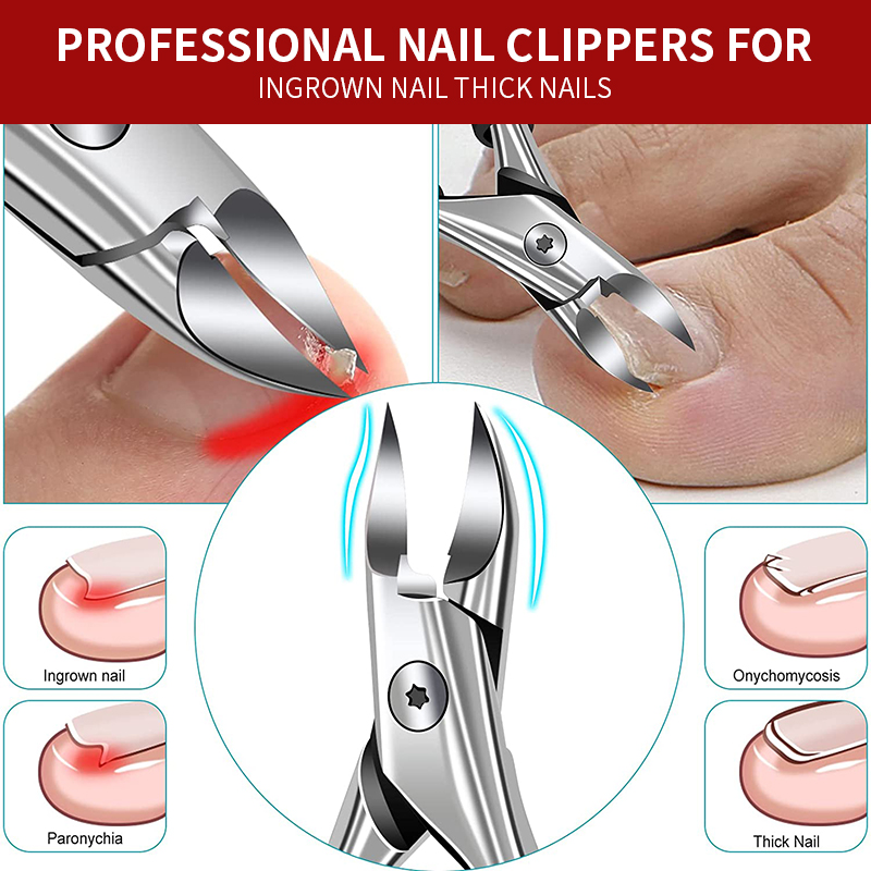 Professional Toenail Clippers 6Pcs Kit for Seniors Men Adult Thick Nails
