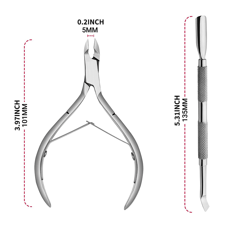 2PCS Nail Nippers Kit Cuticle And Nail Pusher