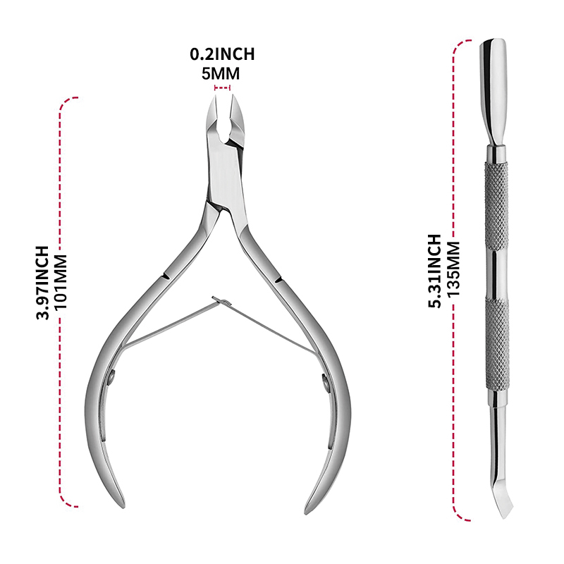 2PCS Nail Nippers Kit Cuticle And Nail Pusher