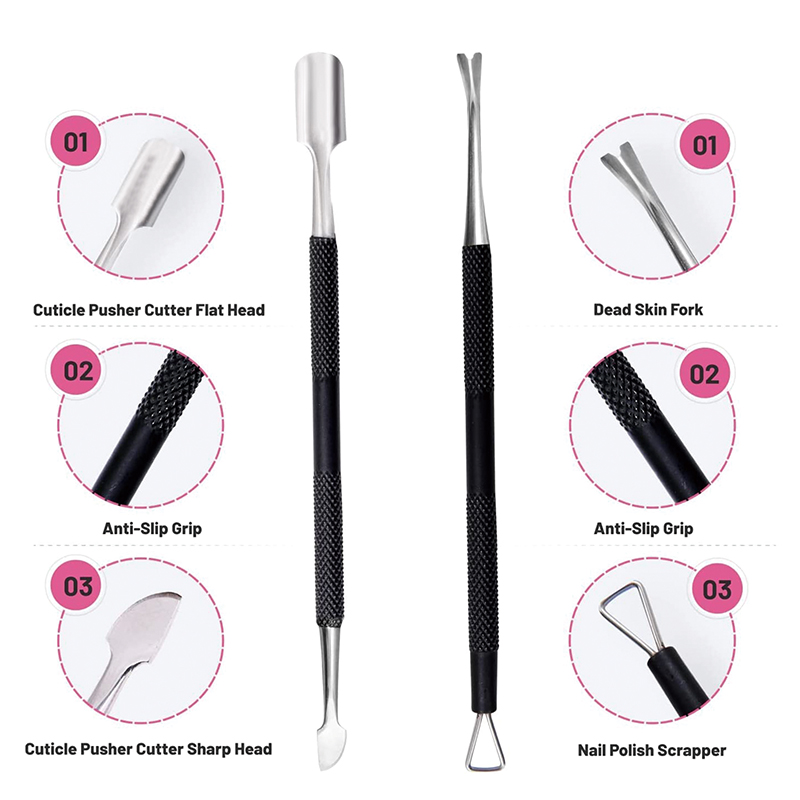 Stainless Steel Nail Nipper Set With Cuticle Pusher & Dead Skin Fork