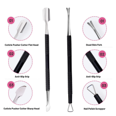 Stainless Steel Nail Nipper Set With Cuticle Pusher & Dead Skin Fork