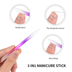 4 Pieces Glass Cuticle Pusher Glass Cuticle Stick Set Double Sided Crystal Glass Nail Files