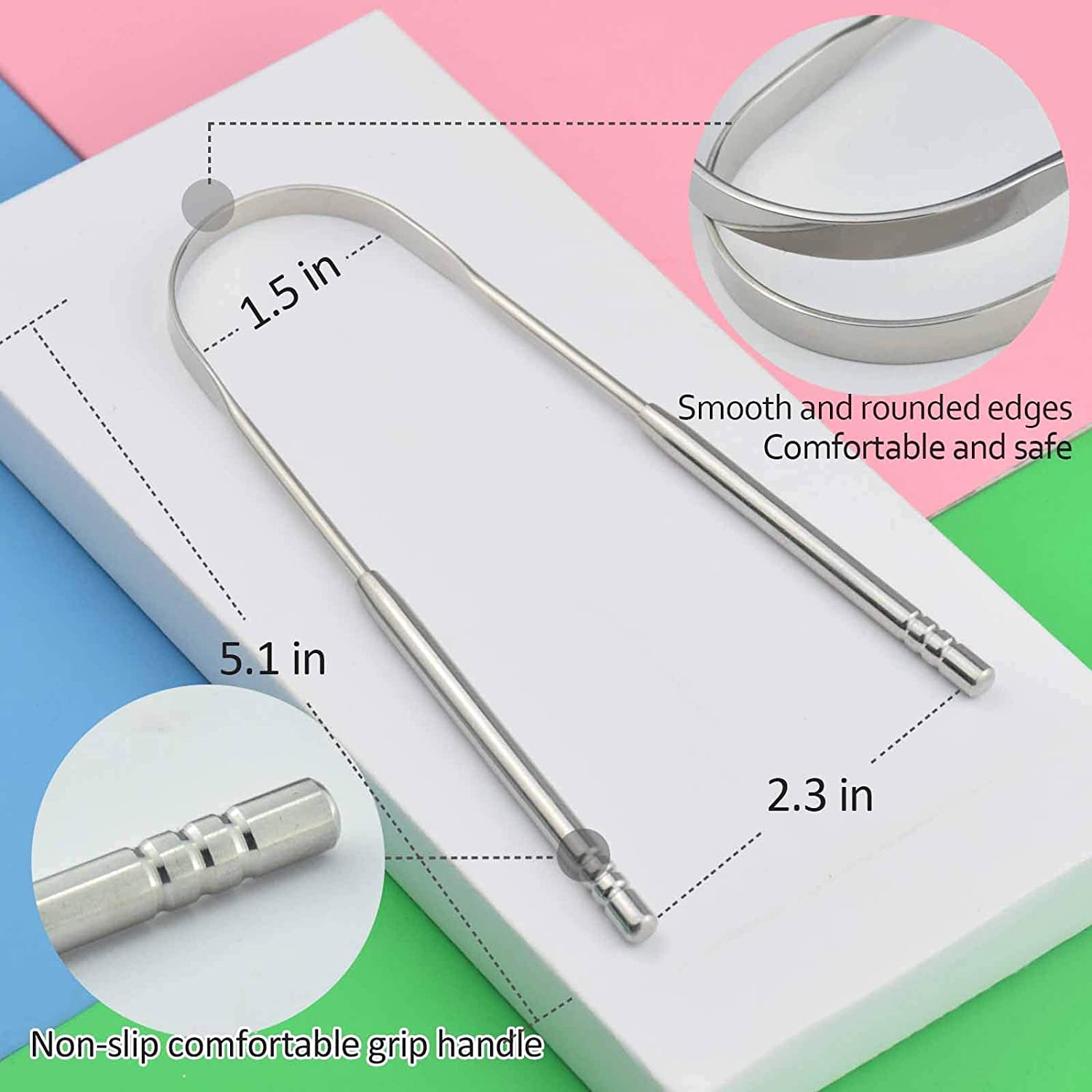 Metal Tongue Scraper Reduce Bad Breath Maintains Oral Care Cleaner Tool for Adults and Kids