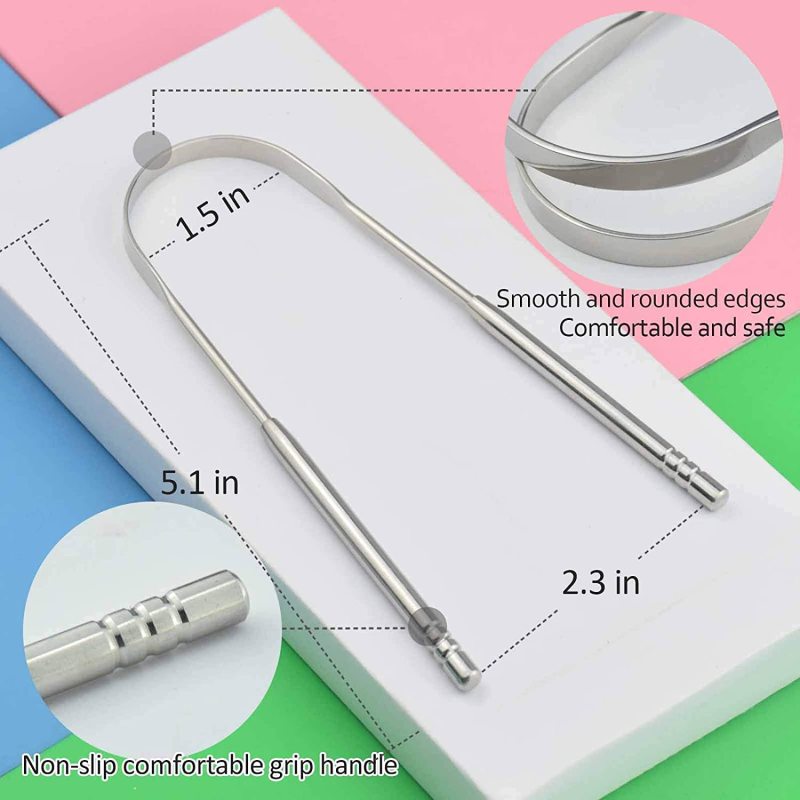 Metal Tongue Scraper Reduce Bad Breath Maintains Oral Care Cleaner Tool for Adults and Kids