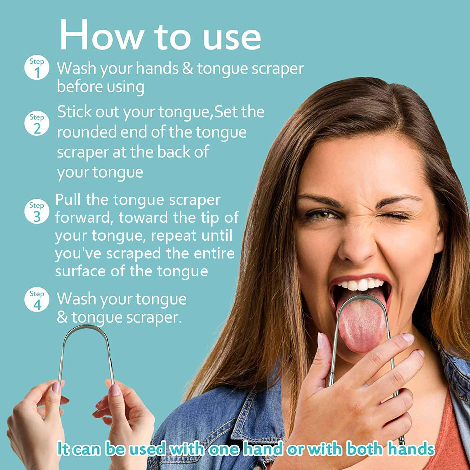 Metal Tongue Scraper Reduce Bad Breath Maintains Oral Care Cleaner Tool for Adults and Kids