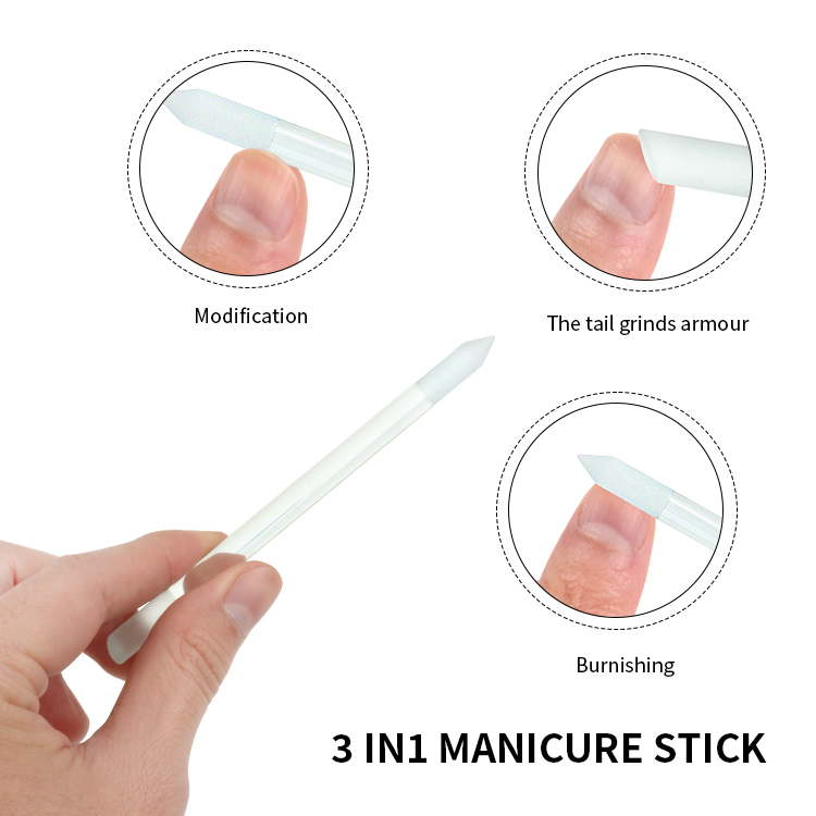 Glass Nail File Double Headed Nail Polishing Pen Stick Cuticle Remover Trimmer