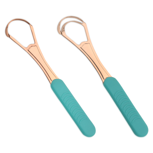 Stainless Steel Tongue Scraper With Plastic Handle Golden