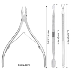 Professional Stainless Steel Nail Nipper With Cuticle Trimmer And Cuticle Pusher 3 in 1 Set