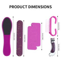 5 PCS Pedicure Tool Kit Foot Care Set Included Foot Files Toe Separators Nail Brush Toenail Clippers