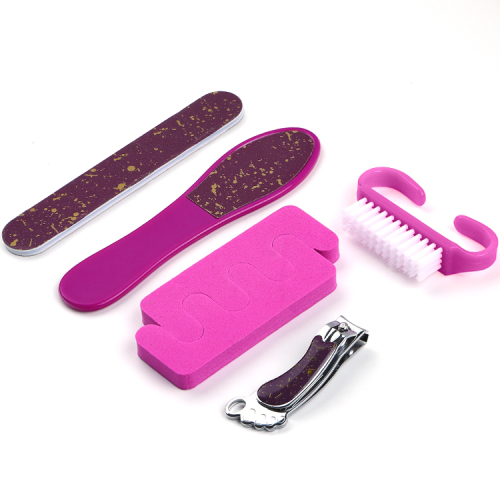 5 PCS Pedicure Tool Kit Foot Care Set Included Foot Files Toe Separators Nail Brush Toenail Clippers