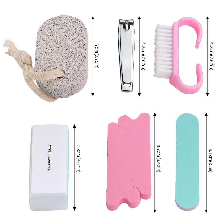 Customized 8pcs Foot Care Manicure Pedicure Set With Bottle Packaging