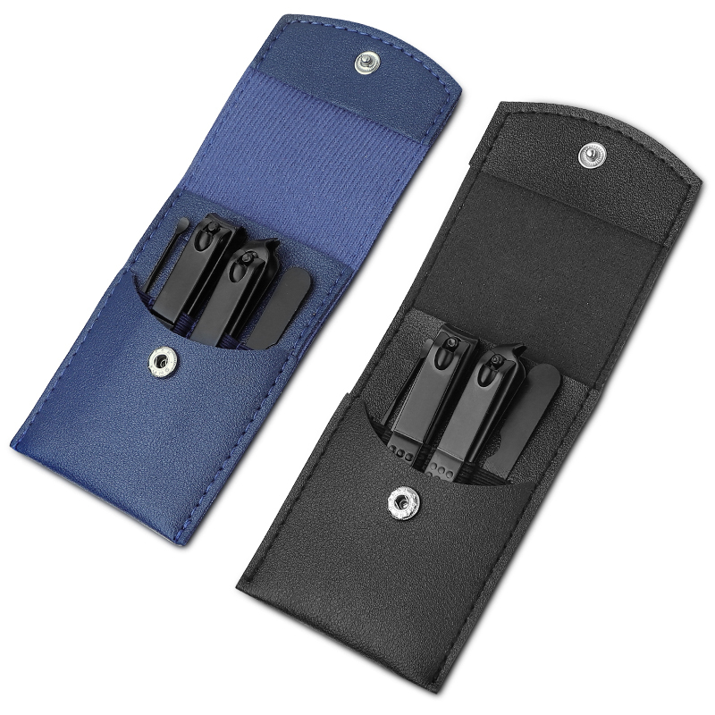 4 Pieces Manicure Set with PU Leather Case (Blue/Black)