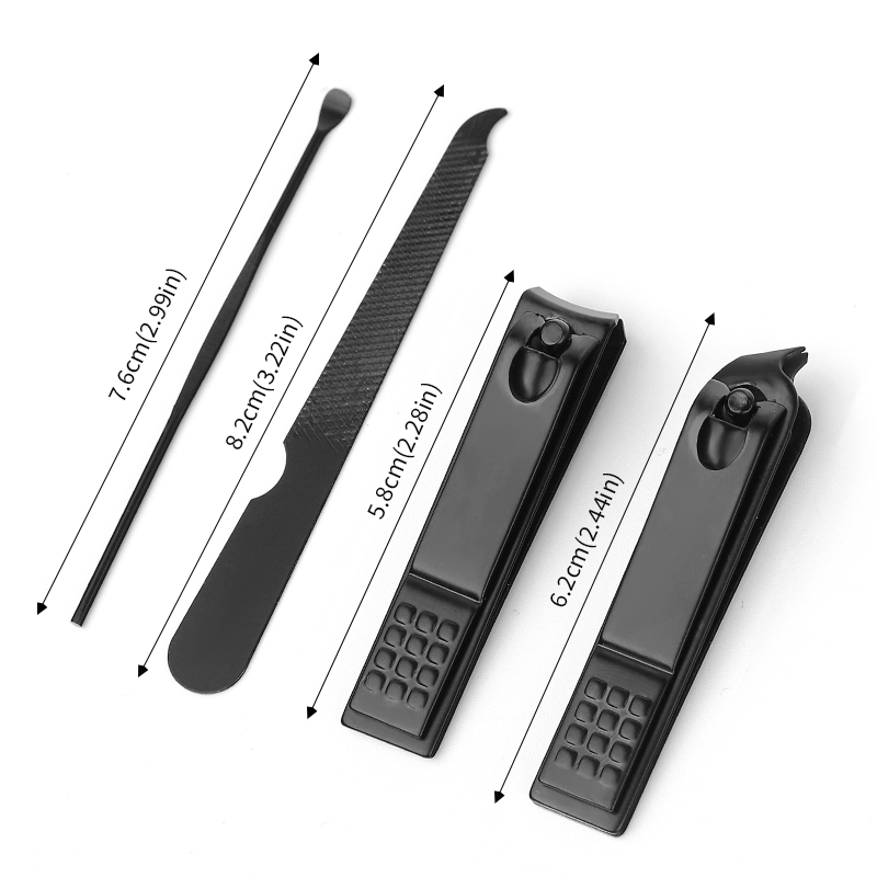 4 Pieces Manicure Set with PU Leather Case (Blue/Black)