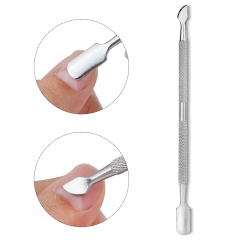 Stainless Steel 2 PCS Metal Silver Cuticle Pusher and Cutter Remover