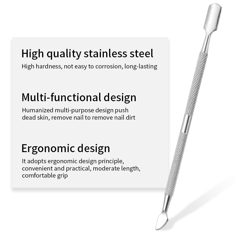 Stainless Steel 2 PCS Metal Silver Cuticle Pusher and Cutter Remover