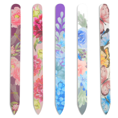 Premium Crystal Glass Nail Files With Colorful Flower Patterns