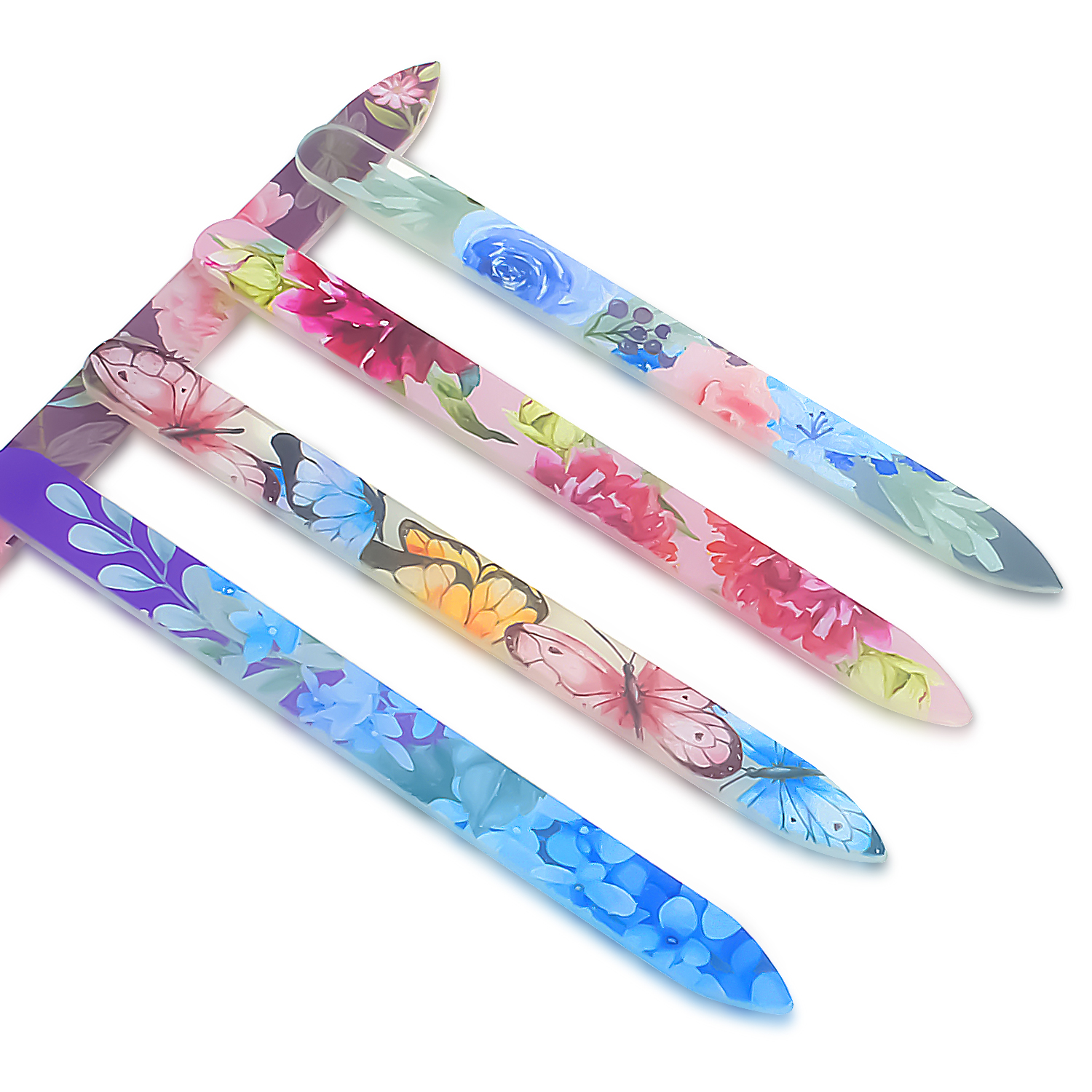Premium Crystal Glass Nail Files With Colorful Flower Patterns