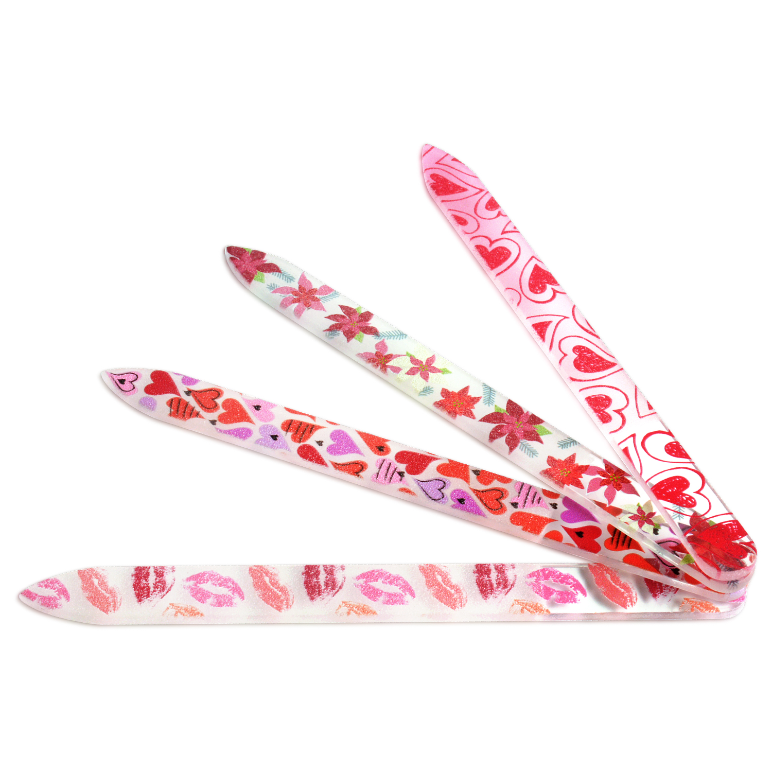 4 Pack Glass Nail Files with Colorful Printed Pattern
