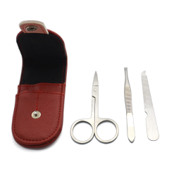 3 PCS Manicure Set With Red Leather Case