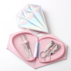 Nail Clippers Kit Manicure Set With Diamond Heart-shaped Case (Pink)