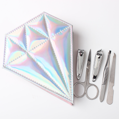 Nail Clippers Kit Manicure Set With Diamond Heart-shaped Case (Pink)