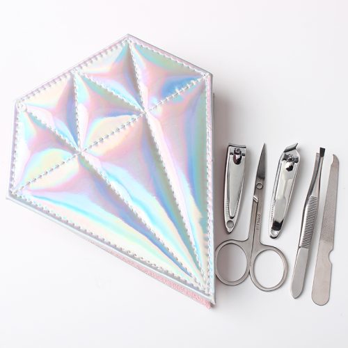 Nail Clippers Kit Manicure Set With Diamond Heart-shaped Case (Pink)
