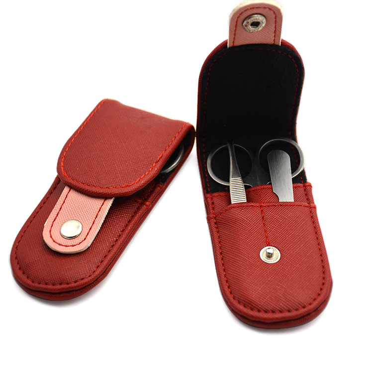 3 PCS Manicure Set With Red Leather Case